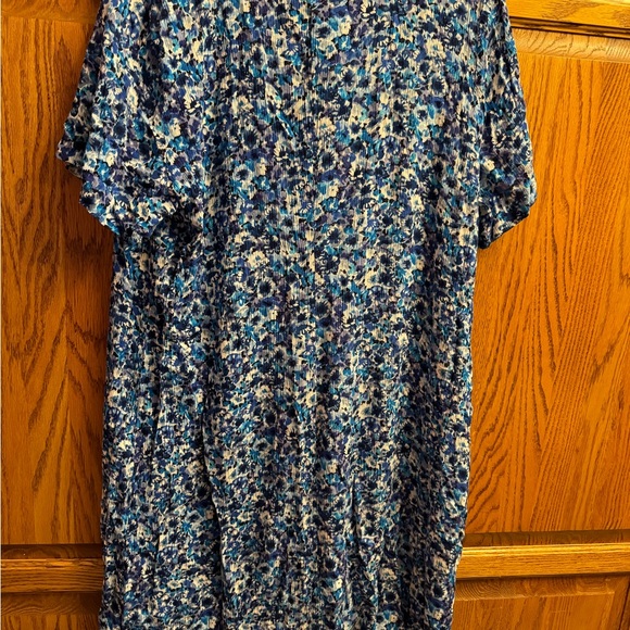Woman’s Vintage More Jazz Large Short Sleeve Dress. Beautiful Blues - Picture 7 of 8